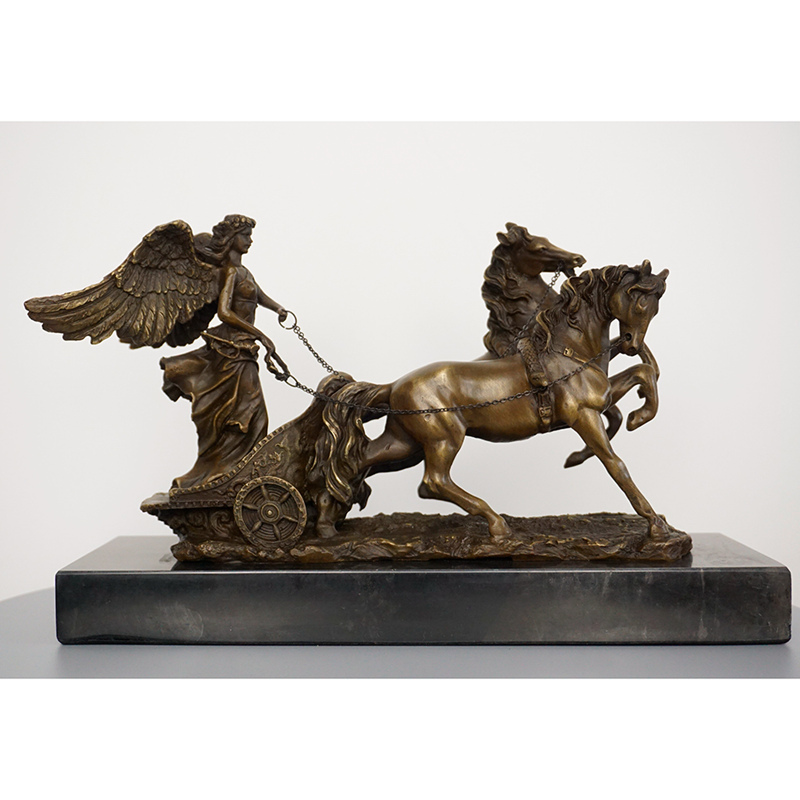 Bronze Angel Horse Sculpture Desktop Decoration