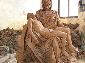 The bronze Pieta bronze sculpture, respected crucified son laying in Mary’s arms