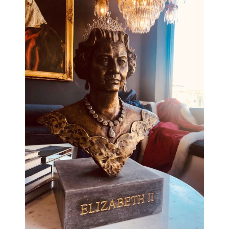 A bronze bust of Queen Elizabeth