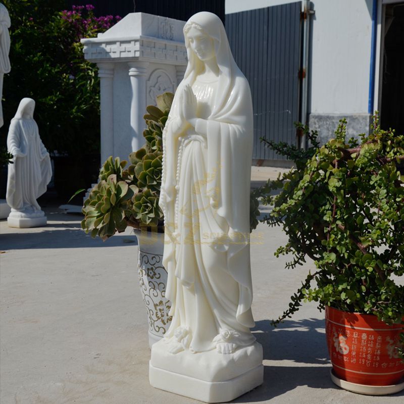 Virgin Mary White Marble Sculpture