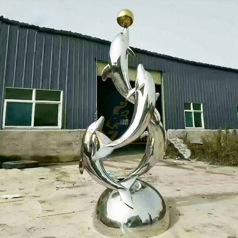 Stainless Steel Dolphin Metal Sculpture