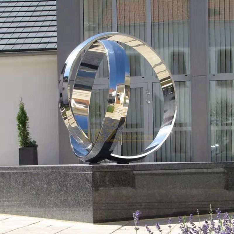 Large Modern City Stainless Steel Outdoor Rings Sculpture