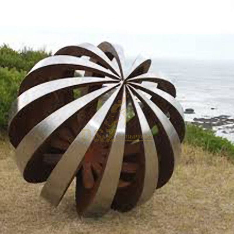 Garden Mirror Polishing Stainless Steel Hollow Ball Sculpture
