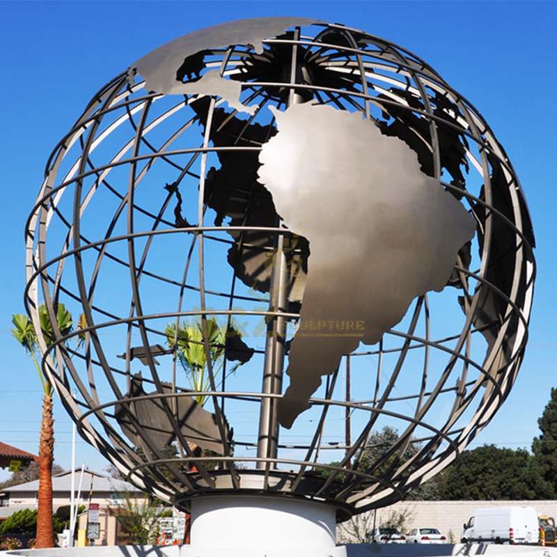 Outdoor Decor Peace Globe Stainless Steel Sculpture