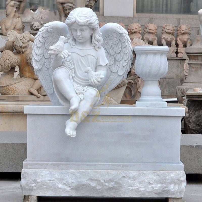 White Marble Headstone With Angel