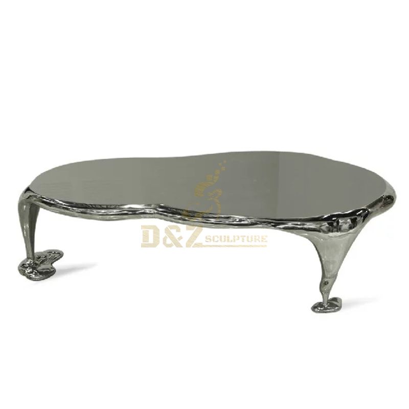 Folk art polished stainless steel table sculpture