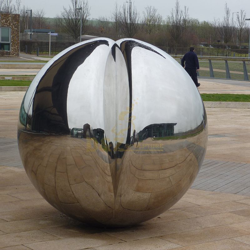 Modern Stainless Steel Hollow Metal Ball Sculpture