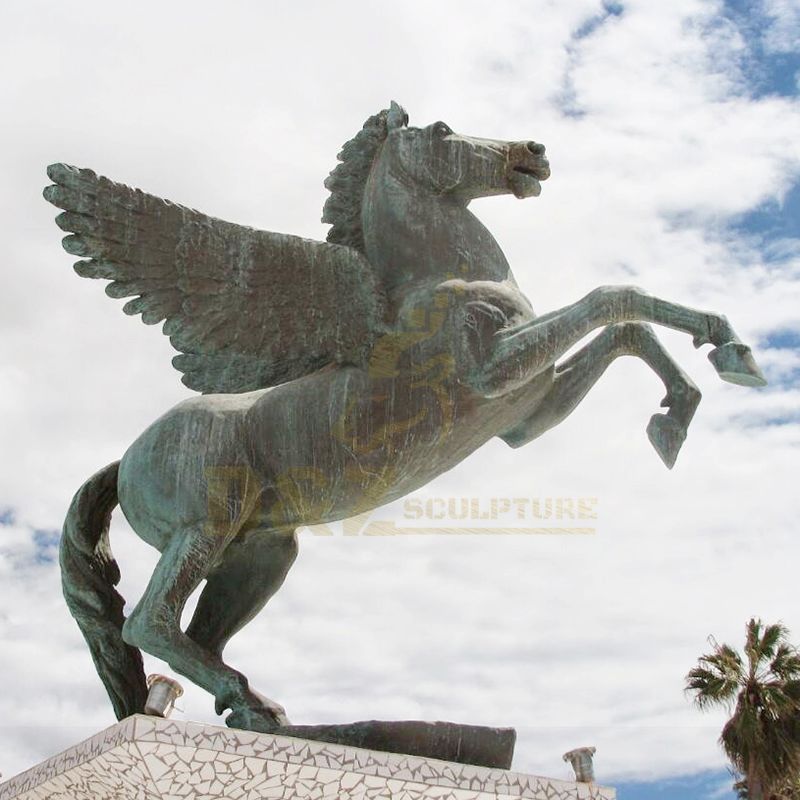 Outdoor Garden Sculpture Cast Large Bronze Horse Statue With Wings