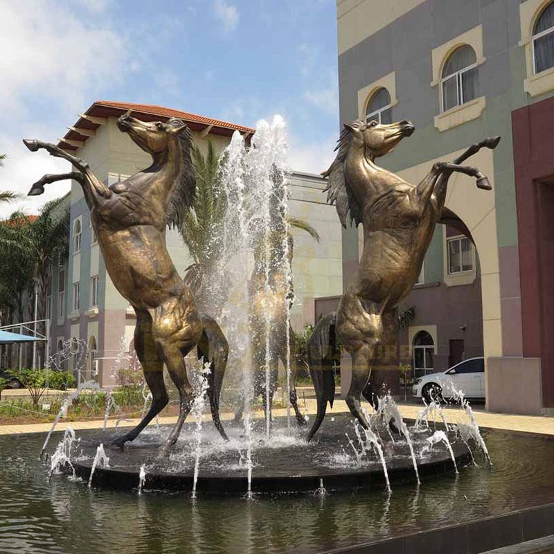 Outdoor Bronze Group Running Horse Fountain Sculpture