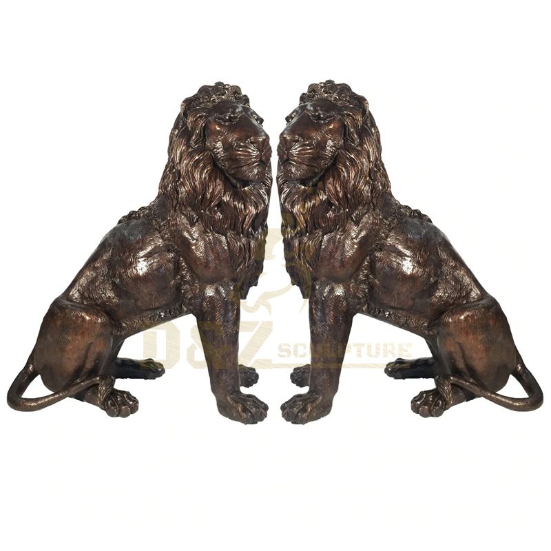 Metal Outdoor Animal Sculpture Antique Large Life Size Bronze Lions Statue