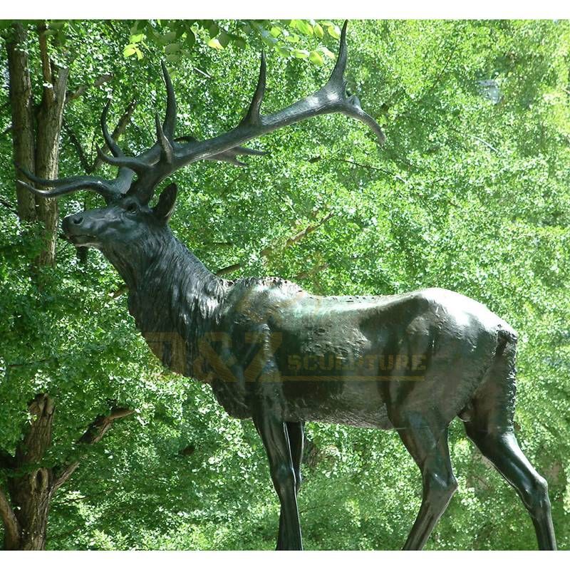 Life Size Metal Antelope Sculpture Garden Decorative Bronze Deer Statue