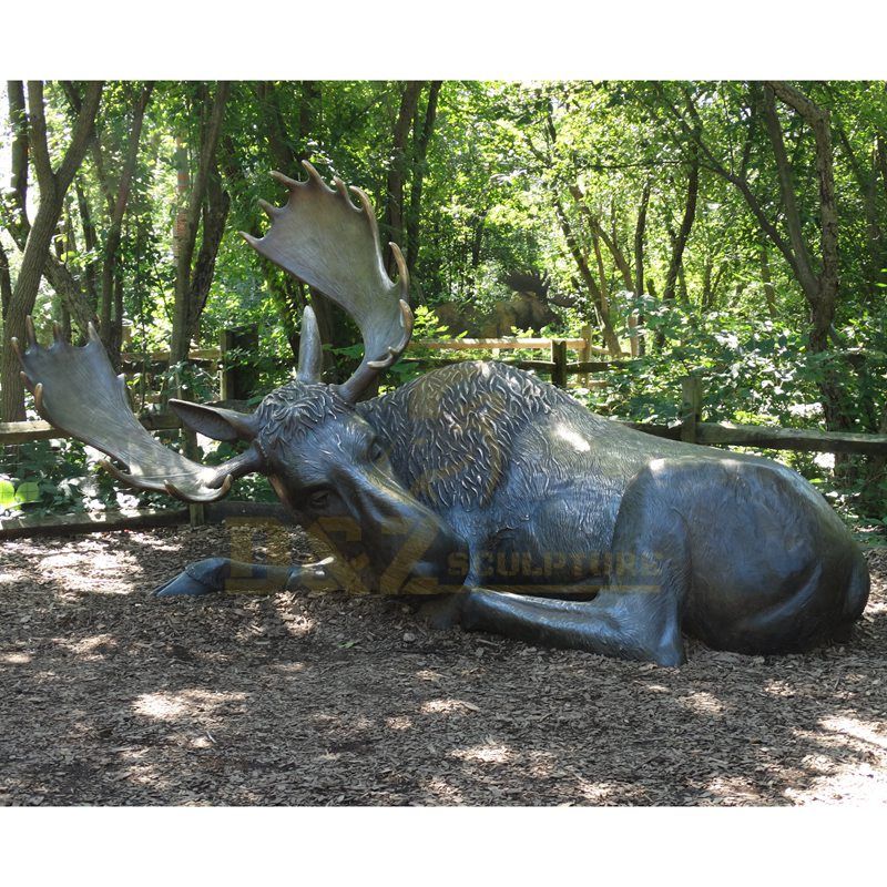 Outdoor Hot Sale Animal Bronze Lying Elk Deer Statue Sculpture