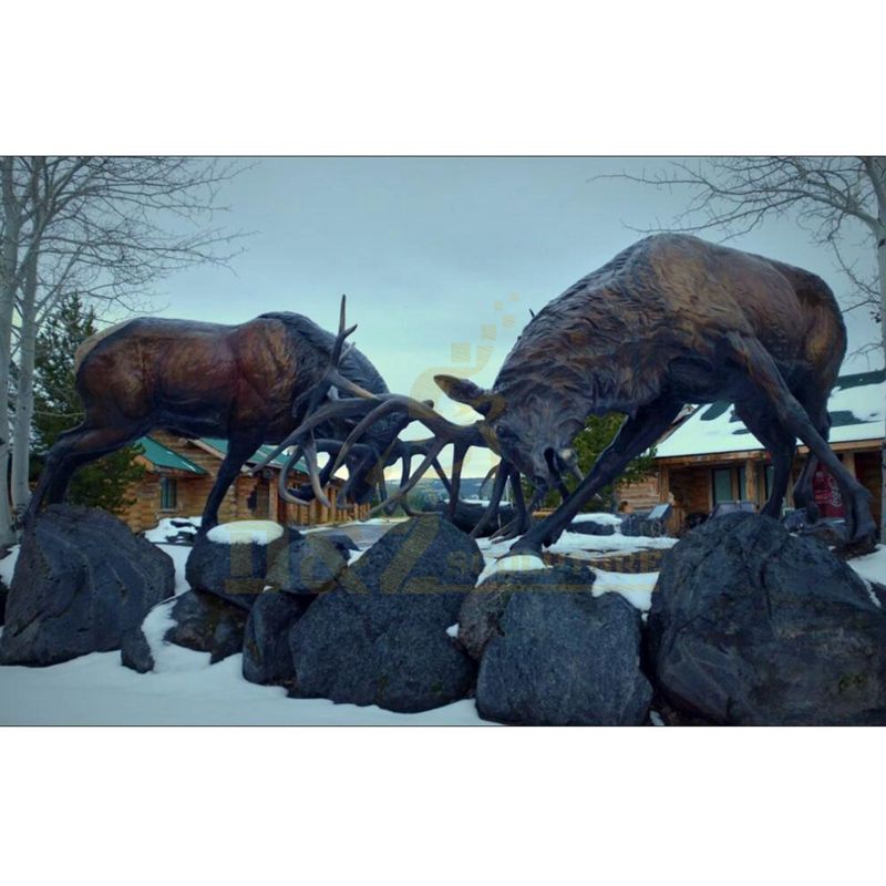 Elk Bronze Outdoor Wildlife Animal Sculpture For Yard Decoration