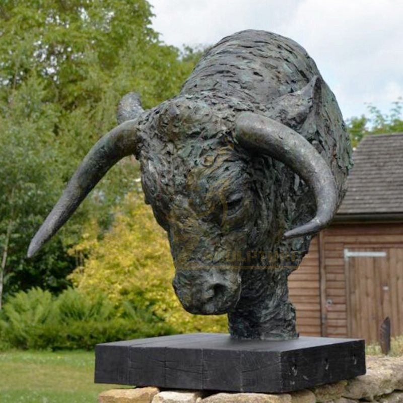 Decoration exhibition bronze bull haed animal bust sculptures