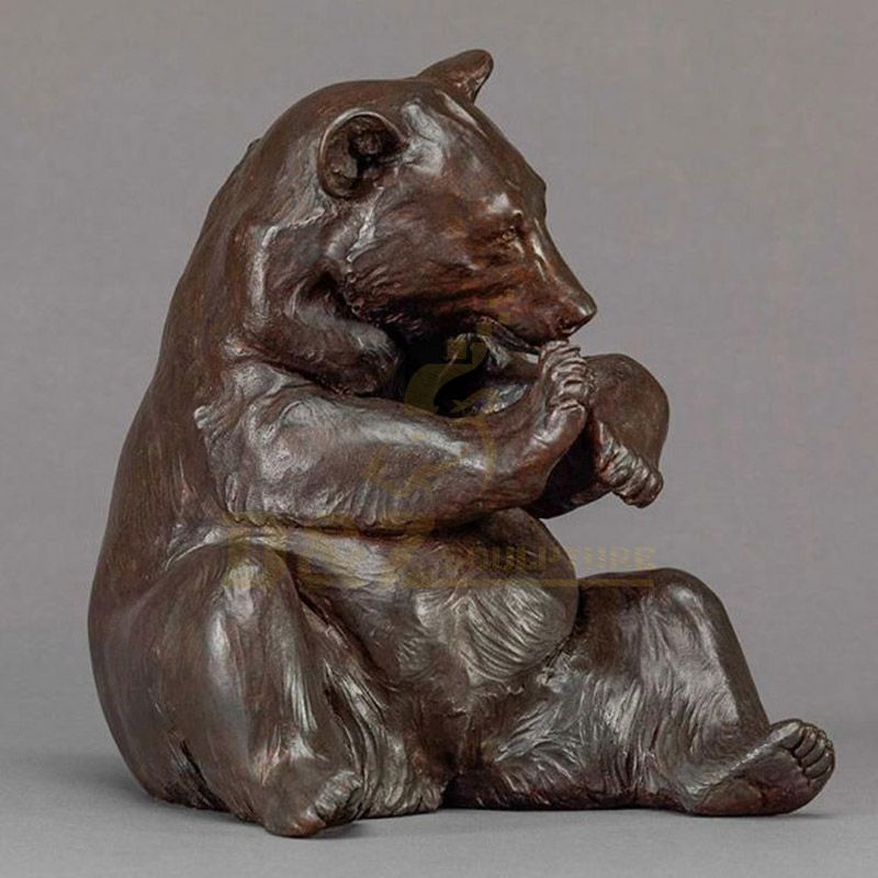 Outdoor Lifelike Garden Cast Animal Bronze Bear Sculpture