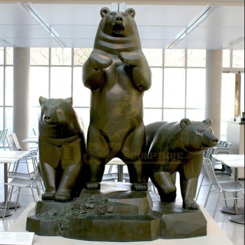 Outdoor Giant Design Large Size Bronze Standing Family Brown Bear Sculpture