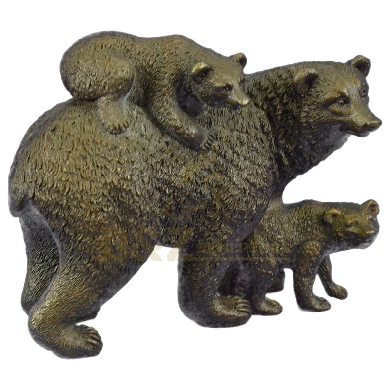 Garden Decor Metal Animal Art Casting Family Bronze Bear Statues