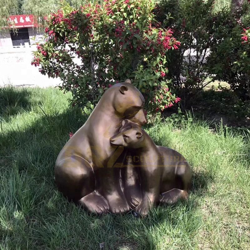 Large Outdoor Garden Standing Bronze Bear Sculpture