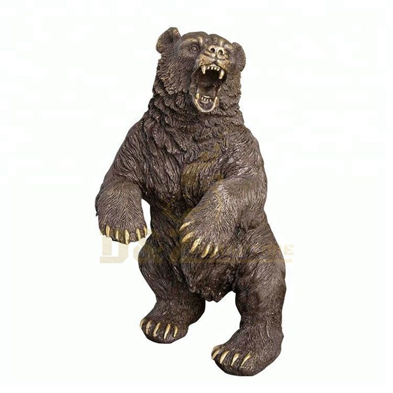 Outdoor Garden Modern Metal Bronze Standing Bear Sculpture