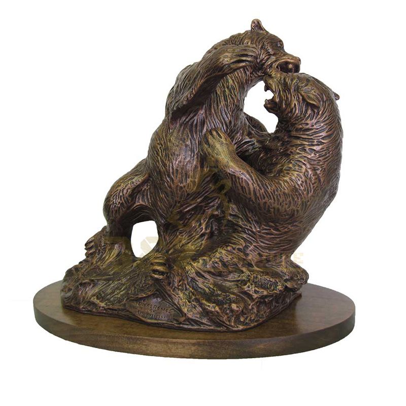 high quality outdoor large fighting bronze bear sculpture