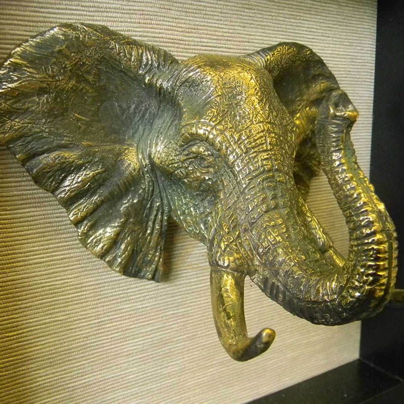 Bronze Elephant Head Sculpture For Wall Art Decor