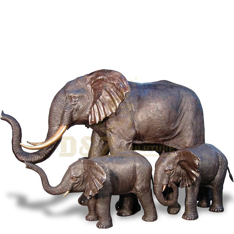 Garden Metal Craft Bronze Elephant Family sculpture