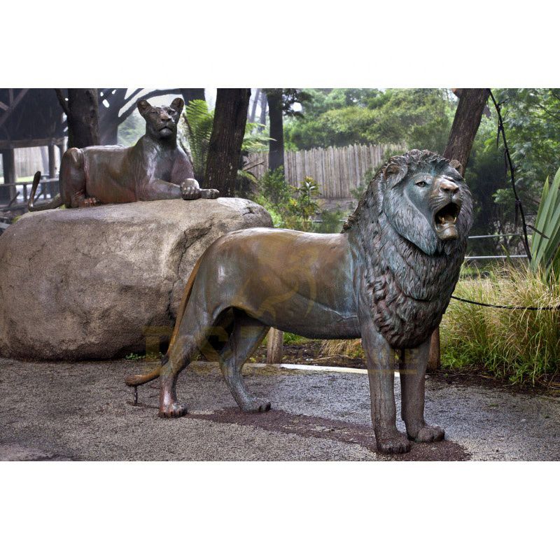 Antique Outdoor Garden Bronze Metal Lion Sculpture Statues