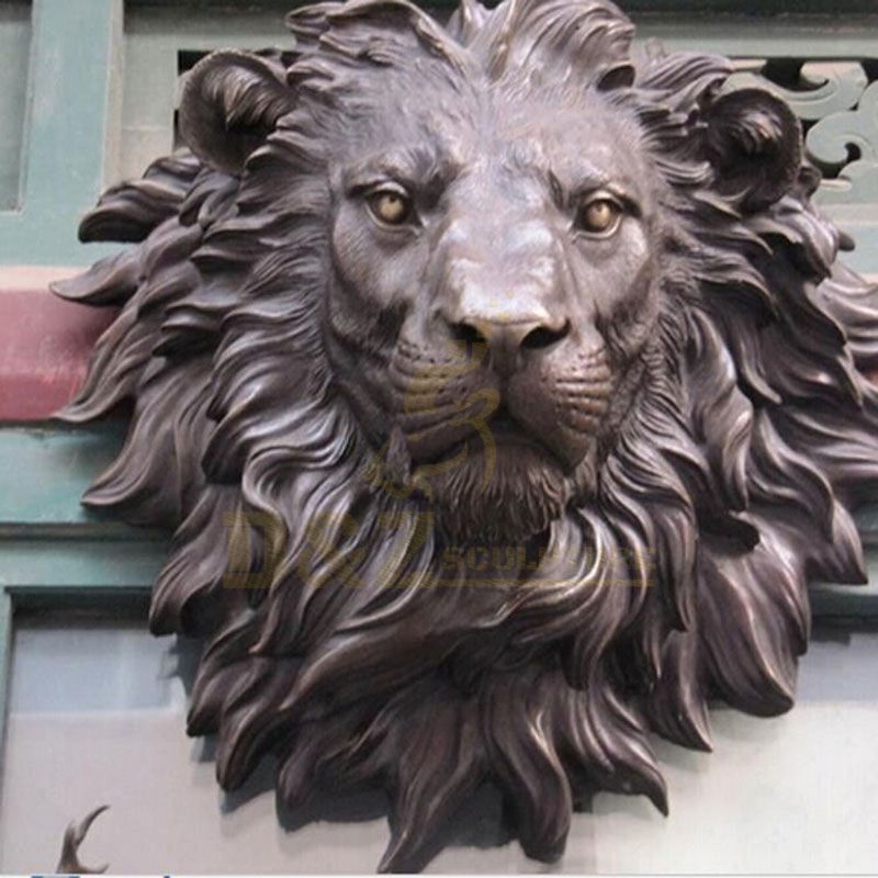Decorative sculptures animal bronze lion head sculpture