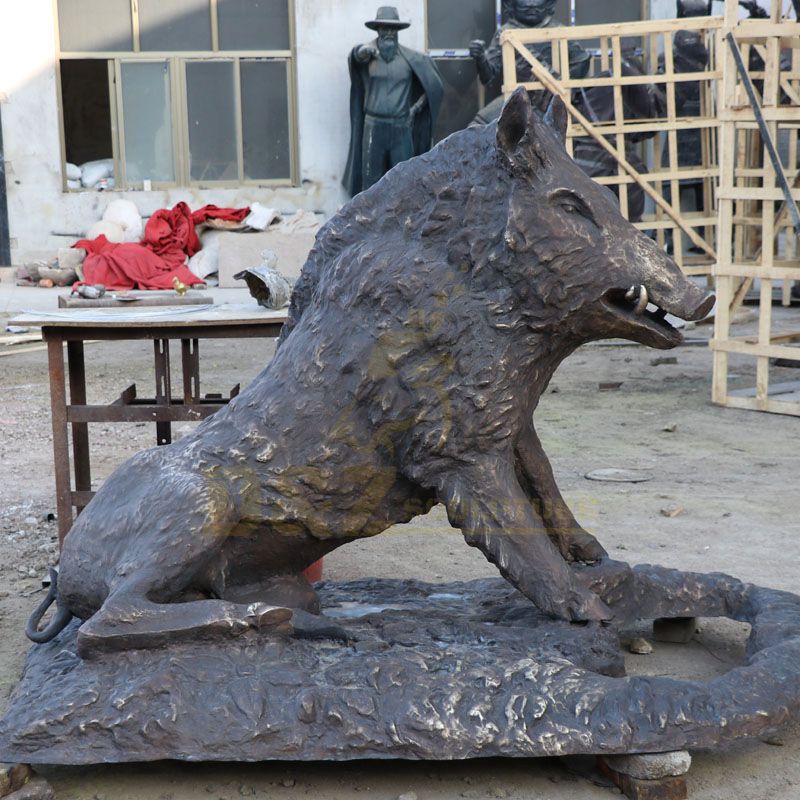 Customized Design Decorative Cast Copper Bronze Wild Boar Statue