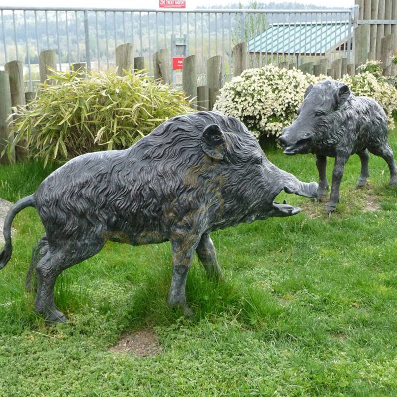 Bronze Wild Boar Art Statue Copper Animal Artwork Sculpture