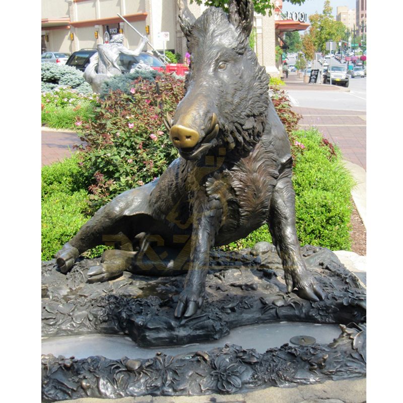 Life Size Animal Bronze Wild Boar Sculpture For Garden