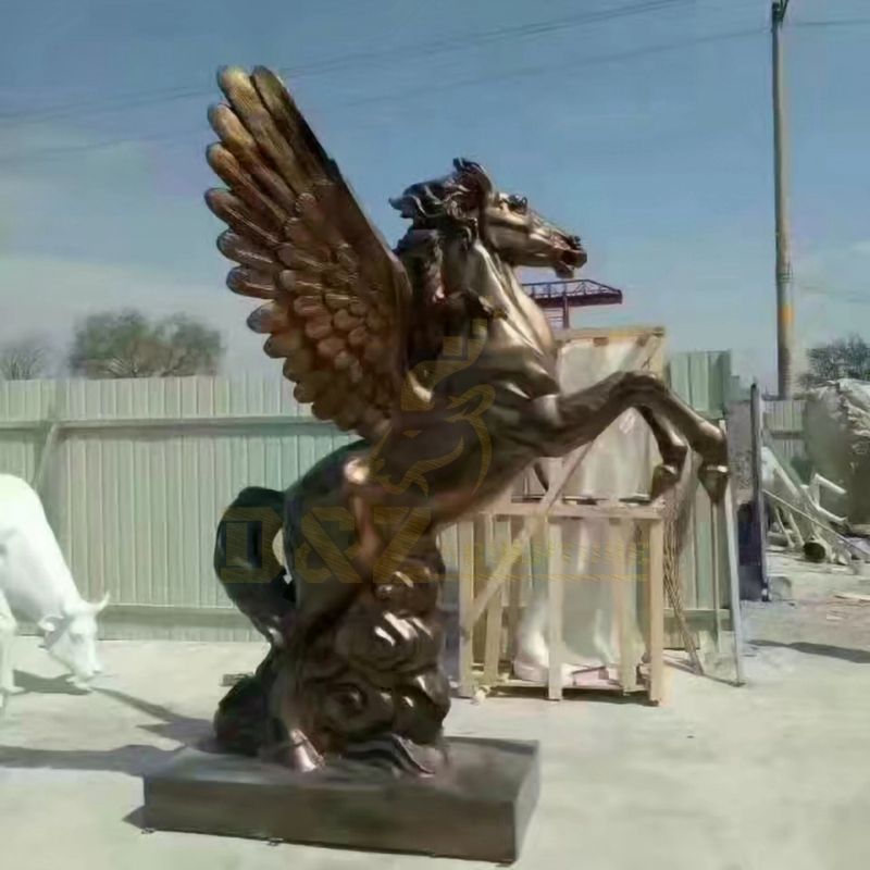 Life Size Bronze Running Horse Statue Wings Sculpture For Sale