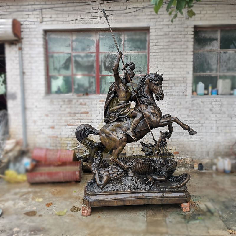 Outdoor Decoration Large Bronze Soldier Antique Horse Statue