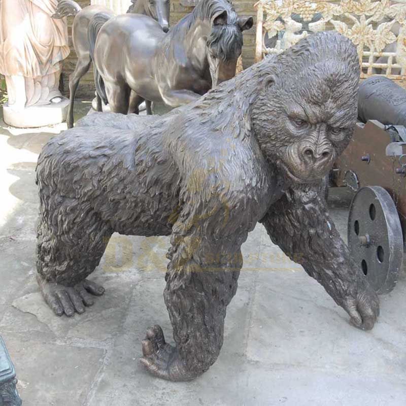 Life Size Bronze Sitting Gorilla Statue Copper Wildlife Garden Sculpture