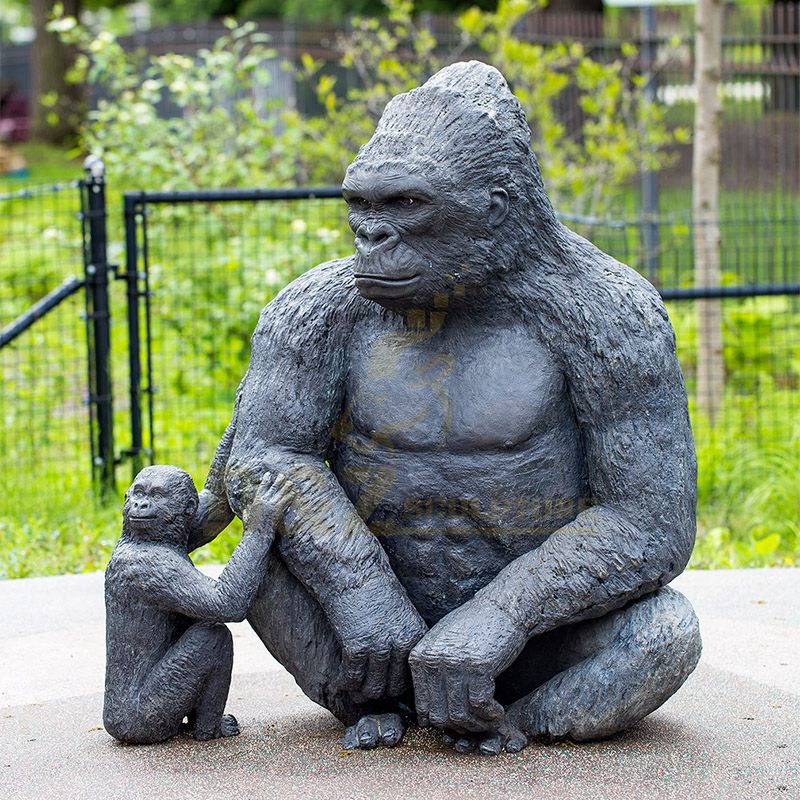 Home Decoration Mother And Child Bronze Gorilla Sculpture