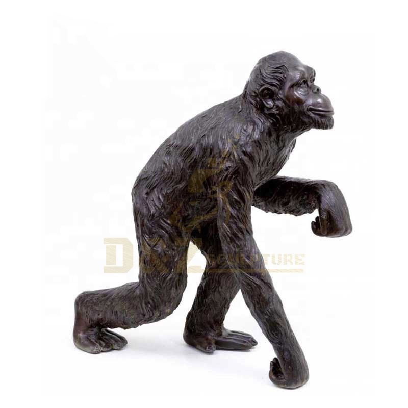 Garden Cast Animal Metal Life Size Brass Gorilla Statue for Sale