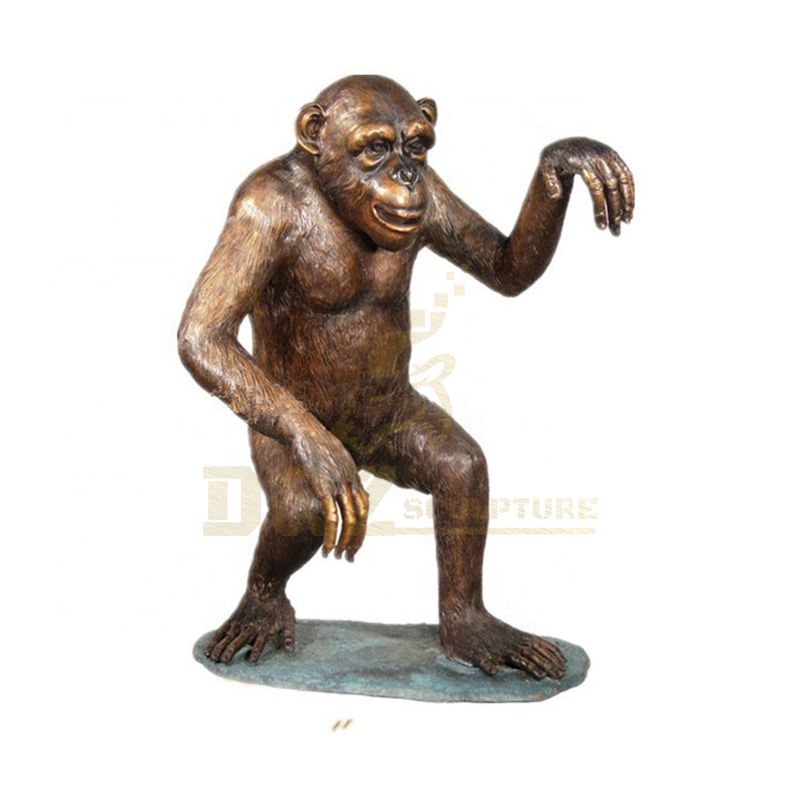 Garden Cast Animal Metal Life Size Brass Gorilla Statue for Sale