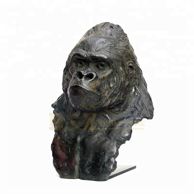 Animal Sculpture Life Size Casting Bronze Gorilla Head Statue