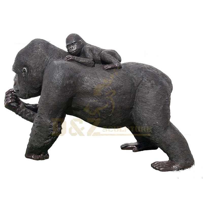 Garden Outdoor Decor Supplies Large Animal Gorilla Bronze Sculptures