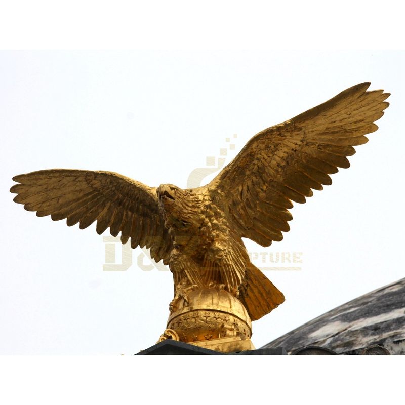 Handmade Metal Home Decor Golden Brass Bronze Eagle Sculpture