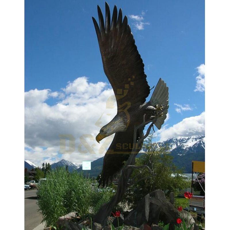 Animal Decorations Customized Size Metal Garden Bronze Eagle Statues