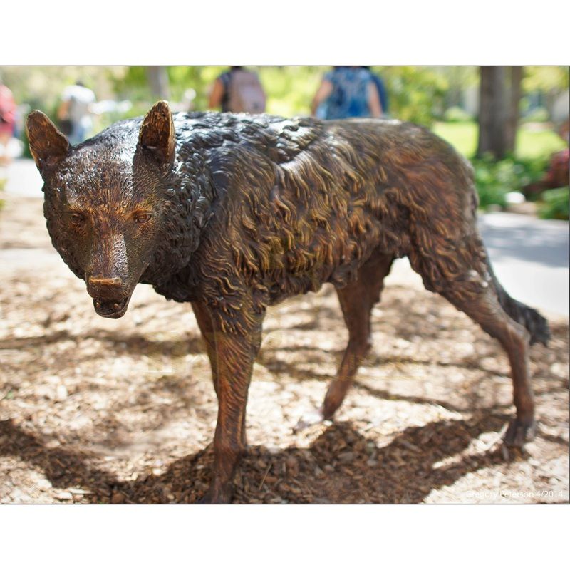 Garden Life Size Standing Bronze Wolf Sculpture