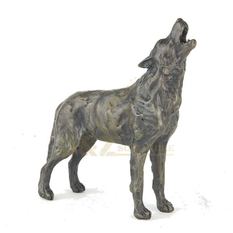 Handmade Life Size Brass Bronze Animals Wolf Statue