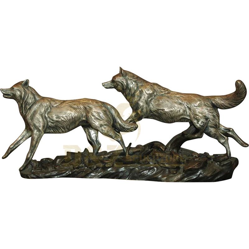 Large Size Life Size Bronze Wolf Sculpture For Decoration