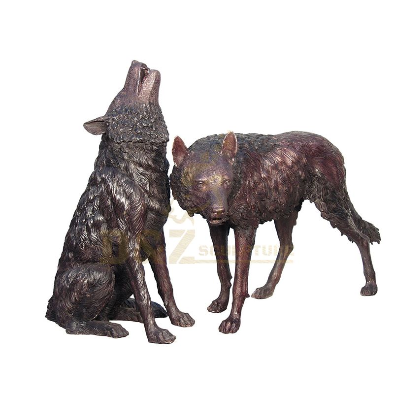 Casting Metal Bronze Garden Wolf Howling Sculpture