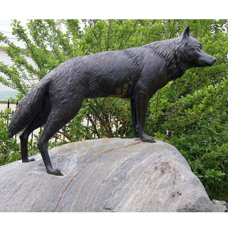 Modern Style Life Size Abstract Bronze Wolf Sculpture