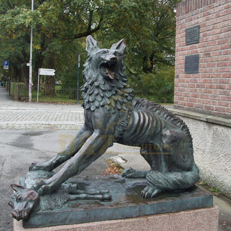 Outdoor Garden Decoration Life Size Bronze Wolf Animal Sculpture