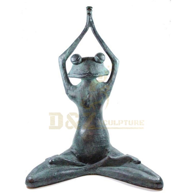 Bronze Garden Statue Cute Yoga Frog Animal Sculpture