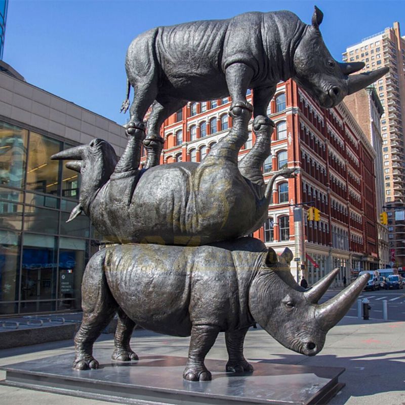 Outdoor Large Bronze Animal Sculpture Bronze Rhinoceros sculpture