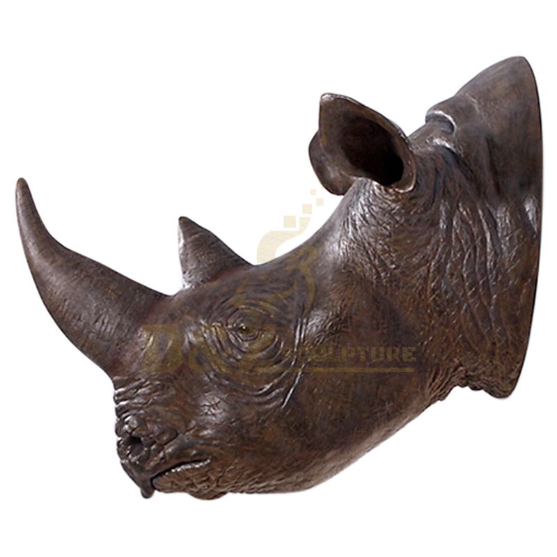 Bronze Decorative Rhinoceros Head Statues For Wall Art Decoration